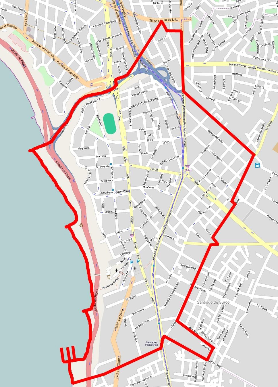 Kaart van de barranco Lima