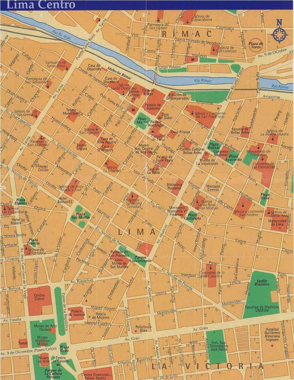 Lima peru plattegrond van de stad