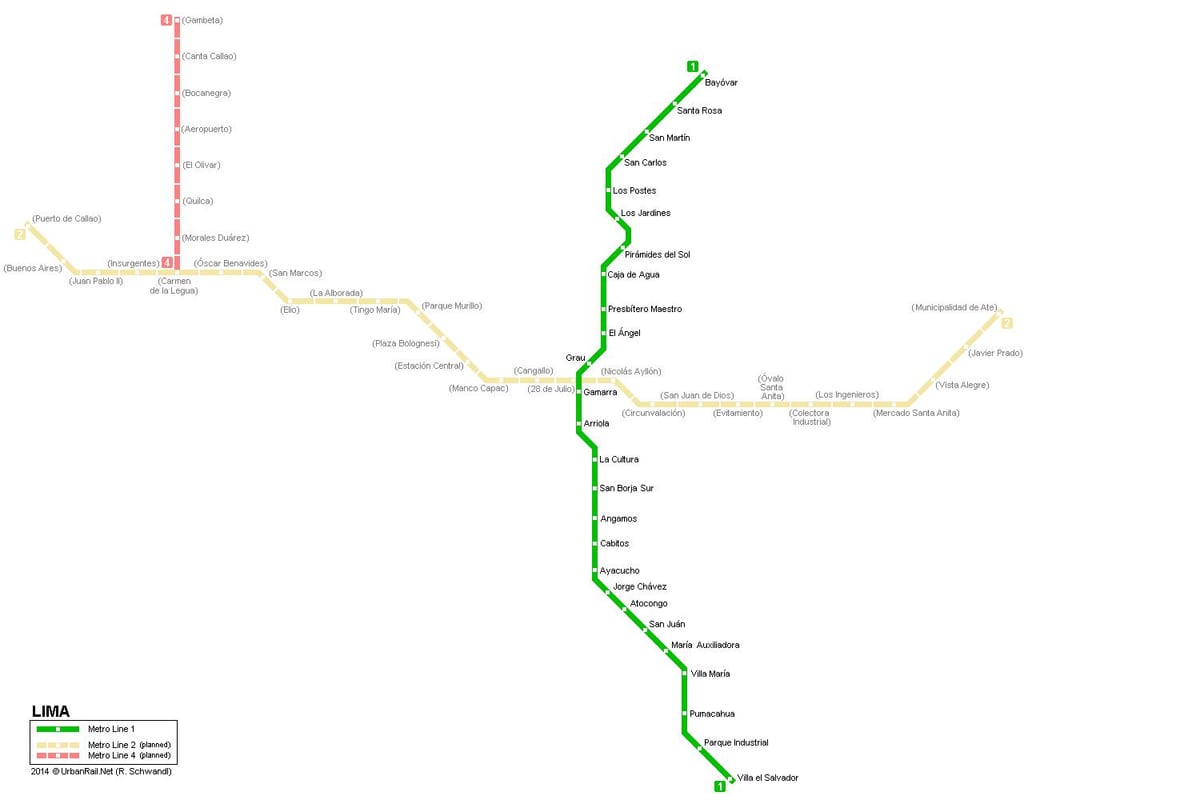 Kaart van Lima subway 