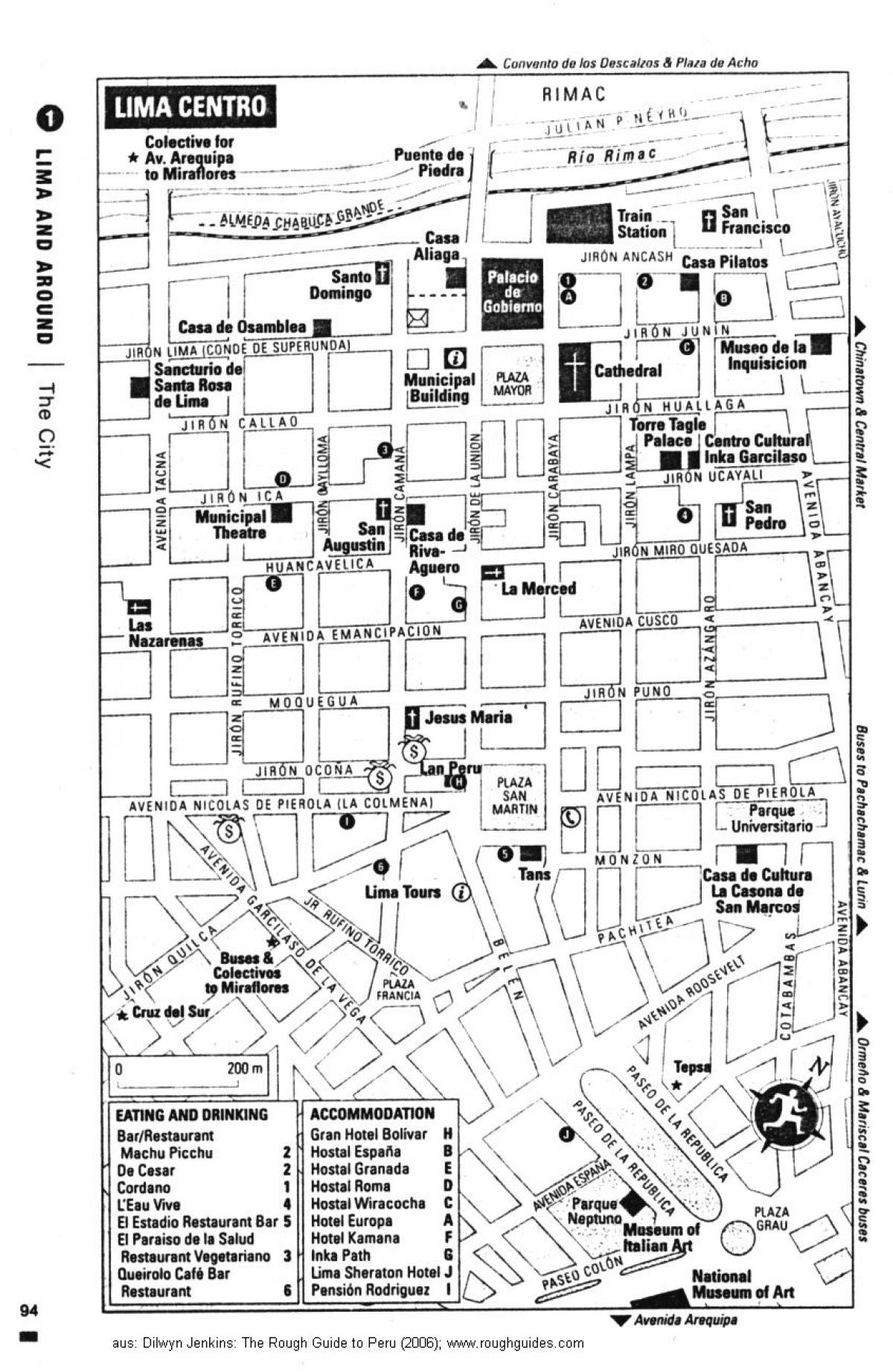 Kaart van Lima walking tour