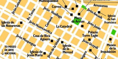 Kaart van het centrum van Lima, peru