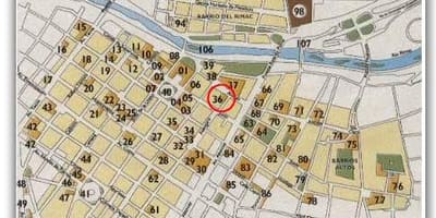 Kaart van het historische centrum van Lima