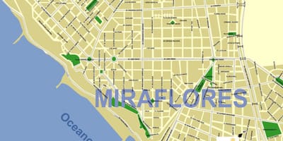 Kaart van miraflores (Lima, peru