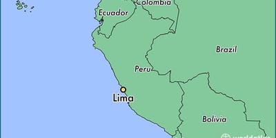 Lima peru op de kaart van de wereld
