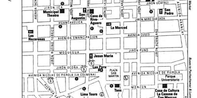 Kaart van Lima walking tour